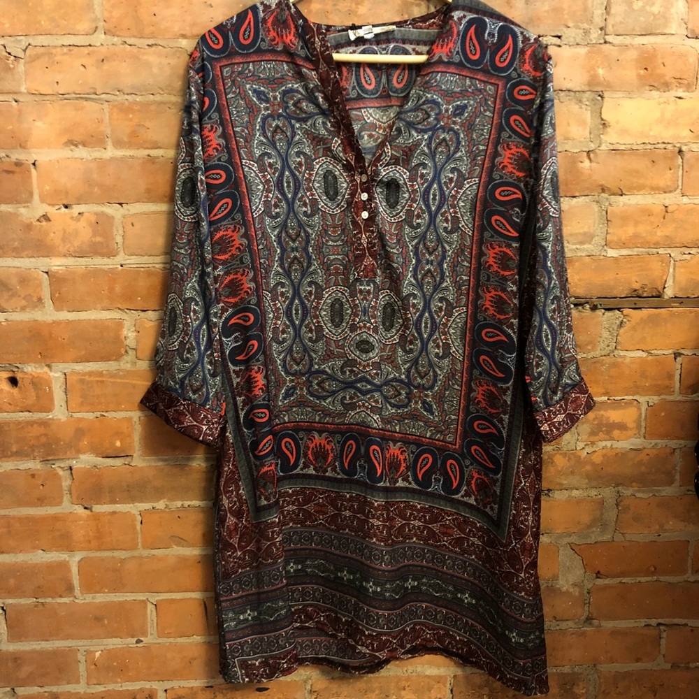 Tribal print shirt dress